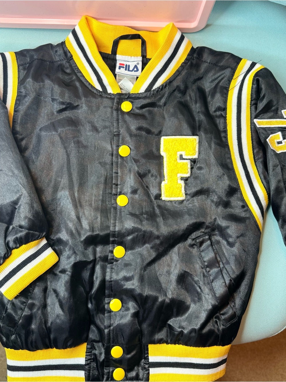 Fila Kids Black and Yellow Letterman Jacket